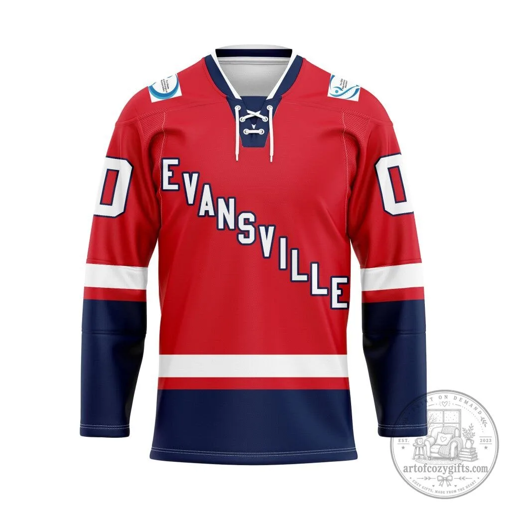 Evansville Thunderbolts Personalized Red Lace Hockey Jersey