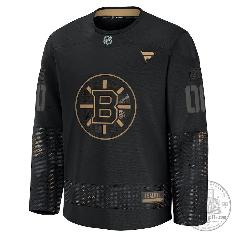 Boston Bruins Military Appreciation Black and Gold NHL Hockey Jersey