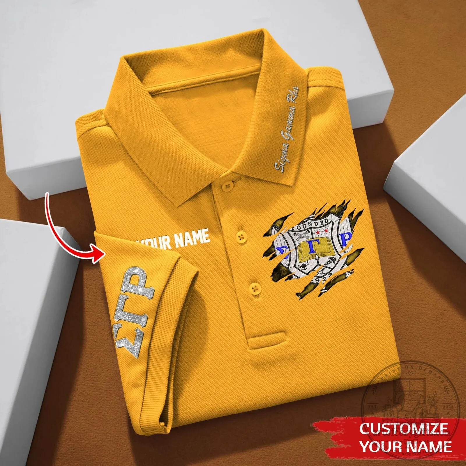 Sigma Gamma Rho Sorority Inc. Personalized Gold Polo Shirt