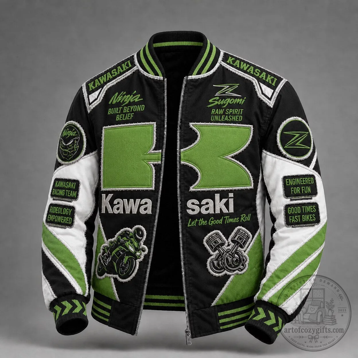 Kawasaki Ninja Built Beyond Belief Racing Team Bomber Jacket
