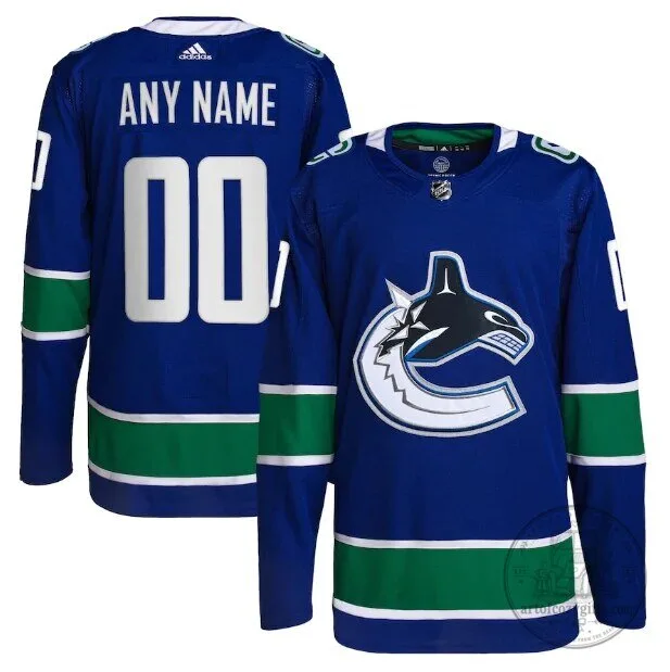 Vancouver Canucks Custom Blue Adidas Authentic Home Hockey Jersey