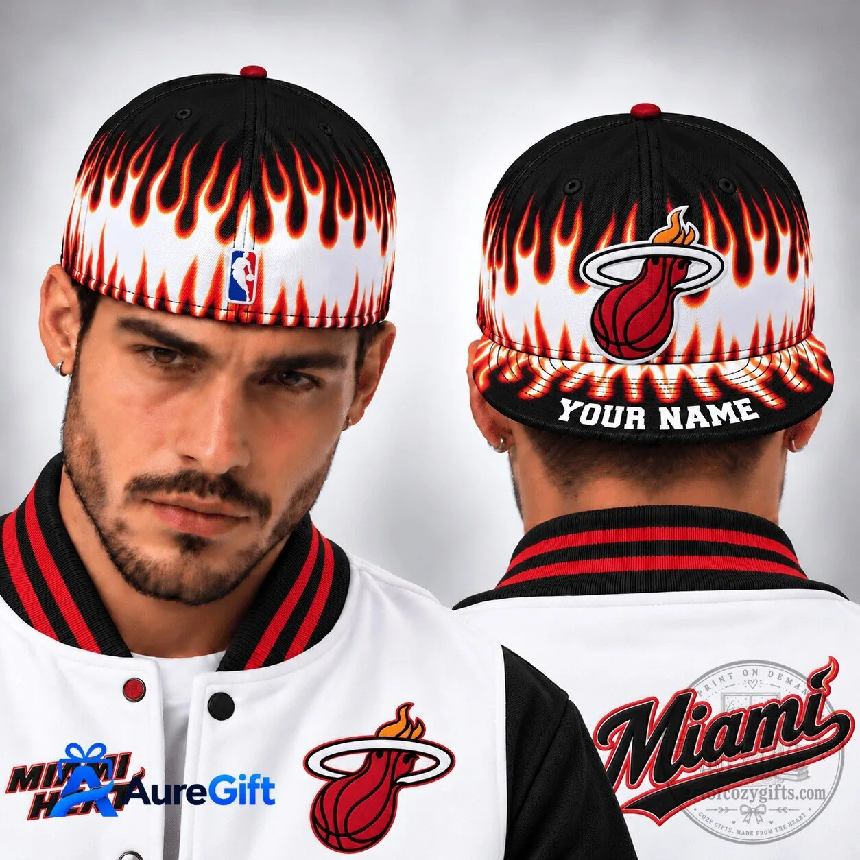 Miami Heat NBA Basketball Flame Personalized Snapback Hat