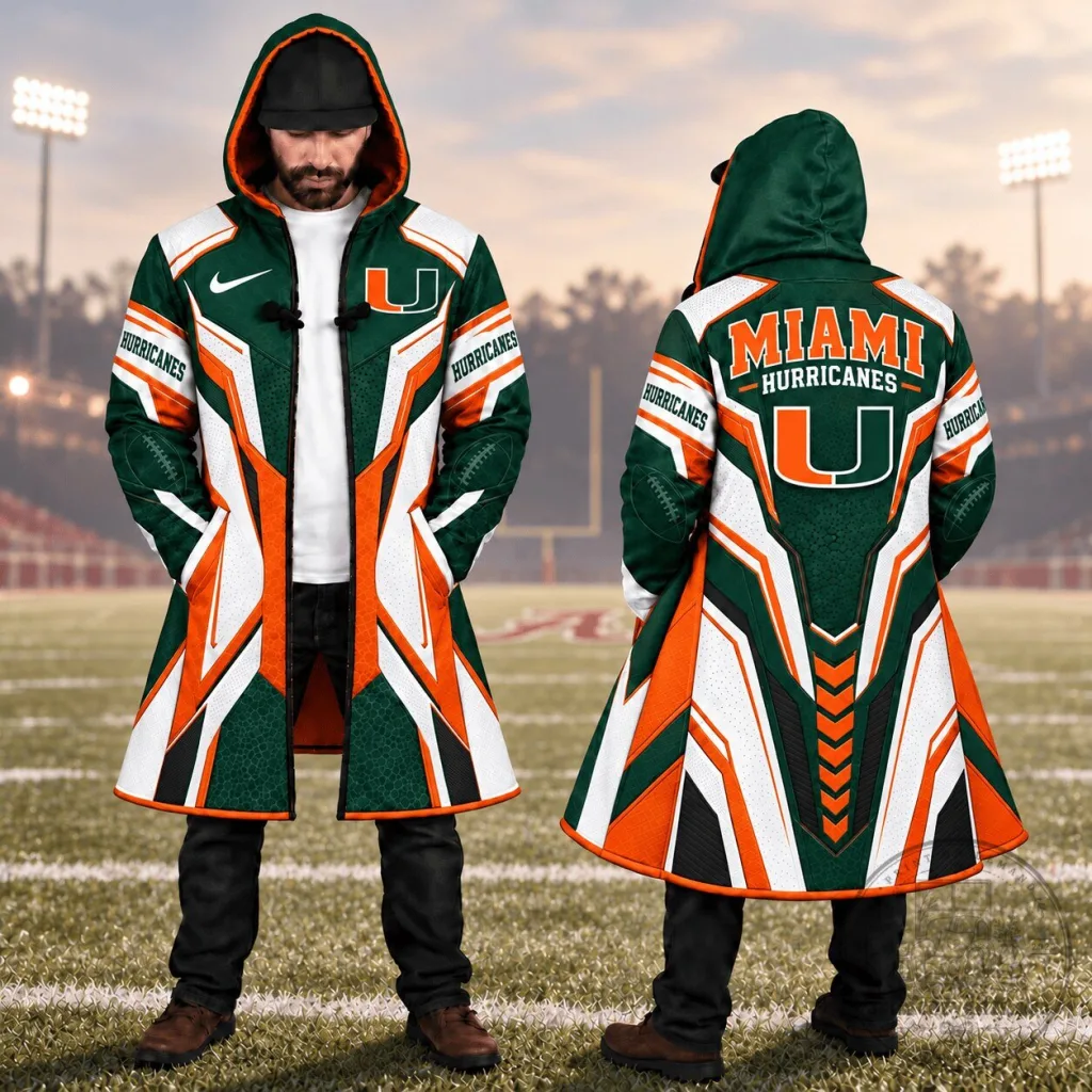 Miami Hurricanes Football Team Sport Fan Cloak Jacket with Hood Miami Hurricanes Football Team Sport Fan Cloak Jacket with Hood