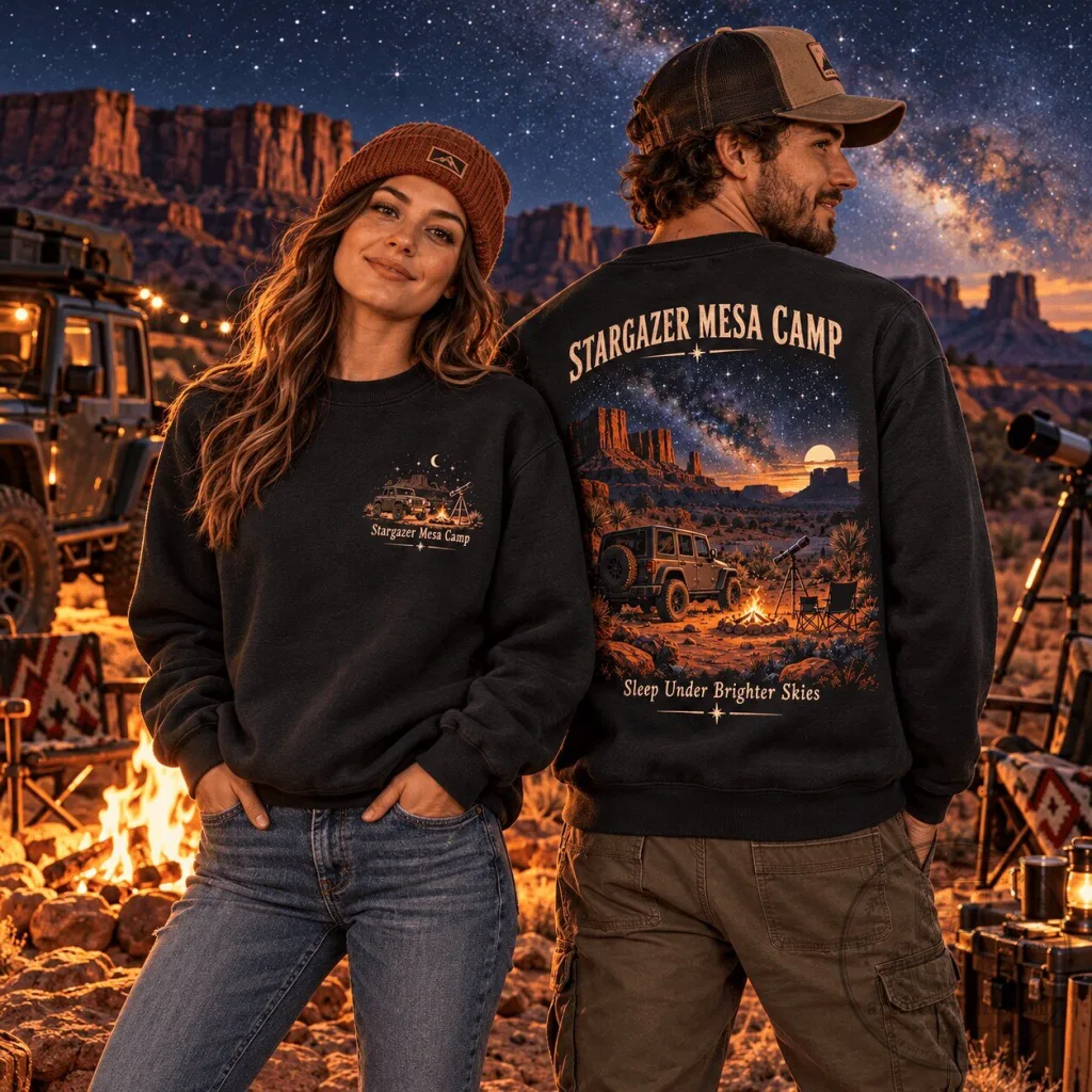 Stargazer Mesa Camp Desert Night Sky Camping Adventure Crewneck Sweatshirt Stargazer Mesa Camp Desert Night Sky Camping Adventure Crewneck Sweatshirt