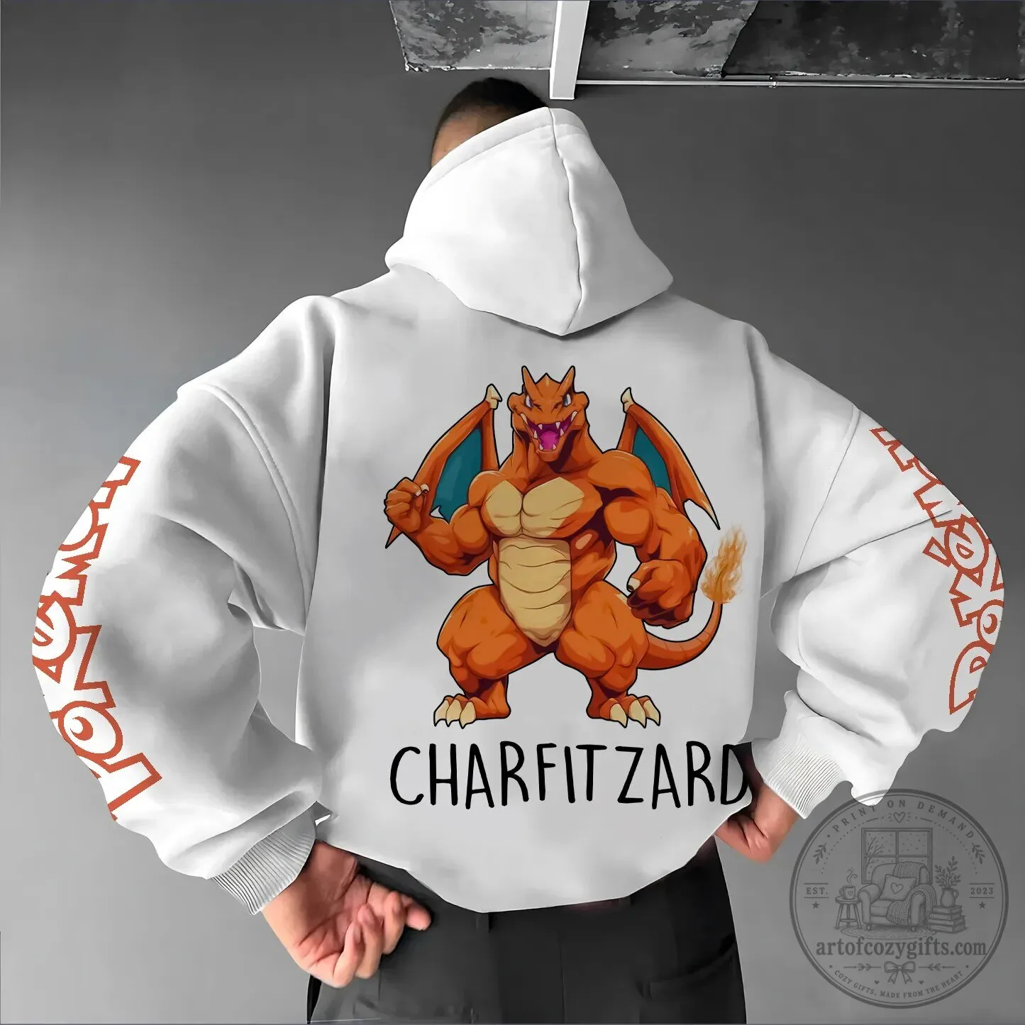 Charizard Pokémon Anime Graphic White Hoodie