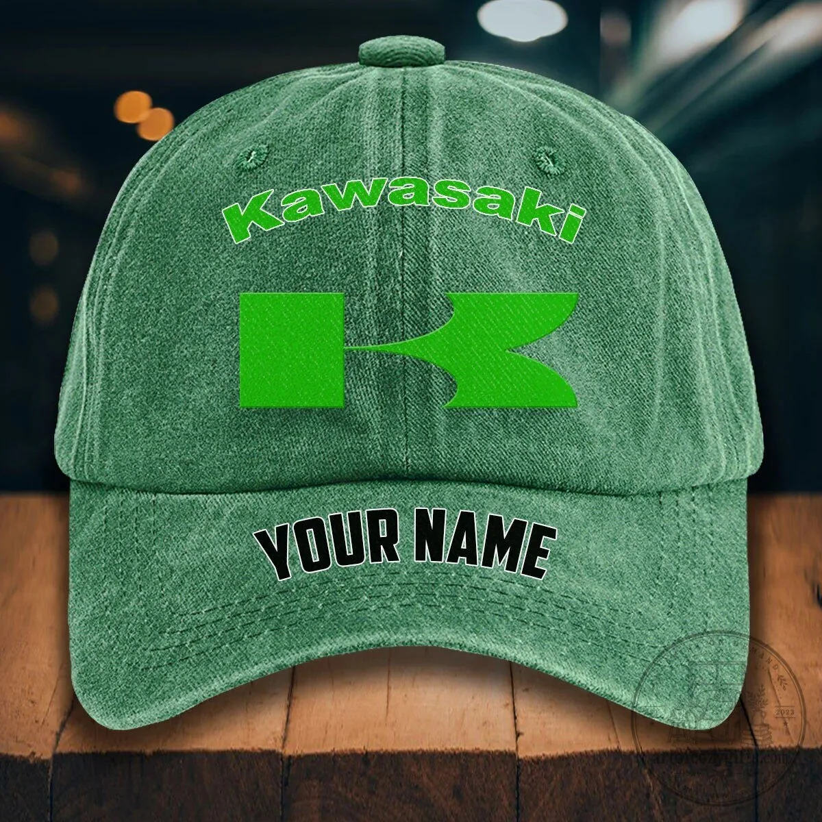 Custom Name Kawasaki Green Logo Embroidered Distressed Baseball Cap Hat 1 Custom Name Kawasaki Green Logo Embroidered Distressed Baseball Cap Hat