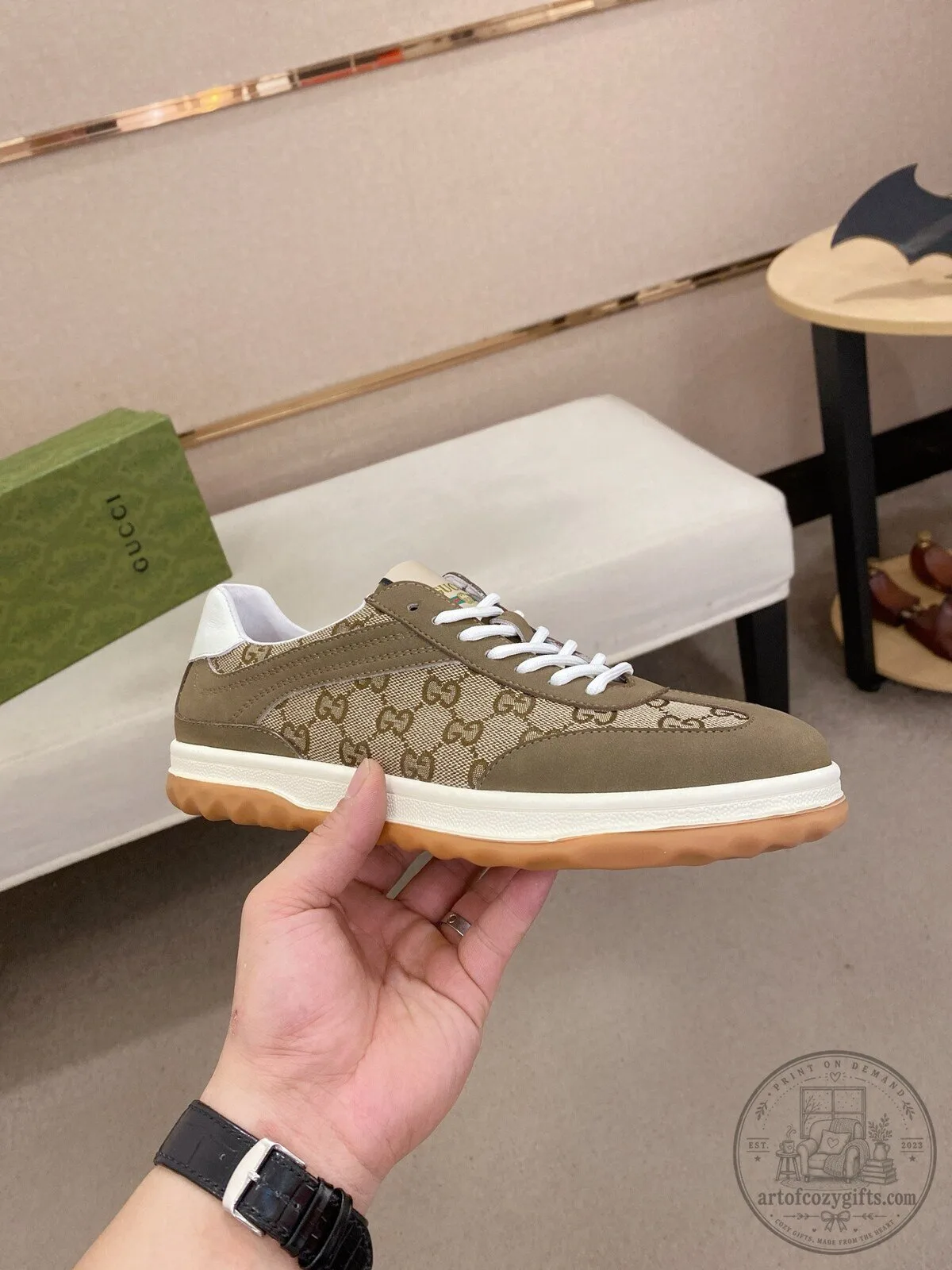 Gucci Monogram Pattern Brown Luxury Designer Sneakers 6 Gucci Monogram Pattern Brown Luxury Designer Sneakers