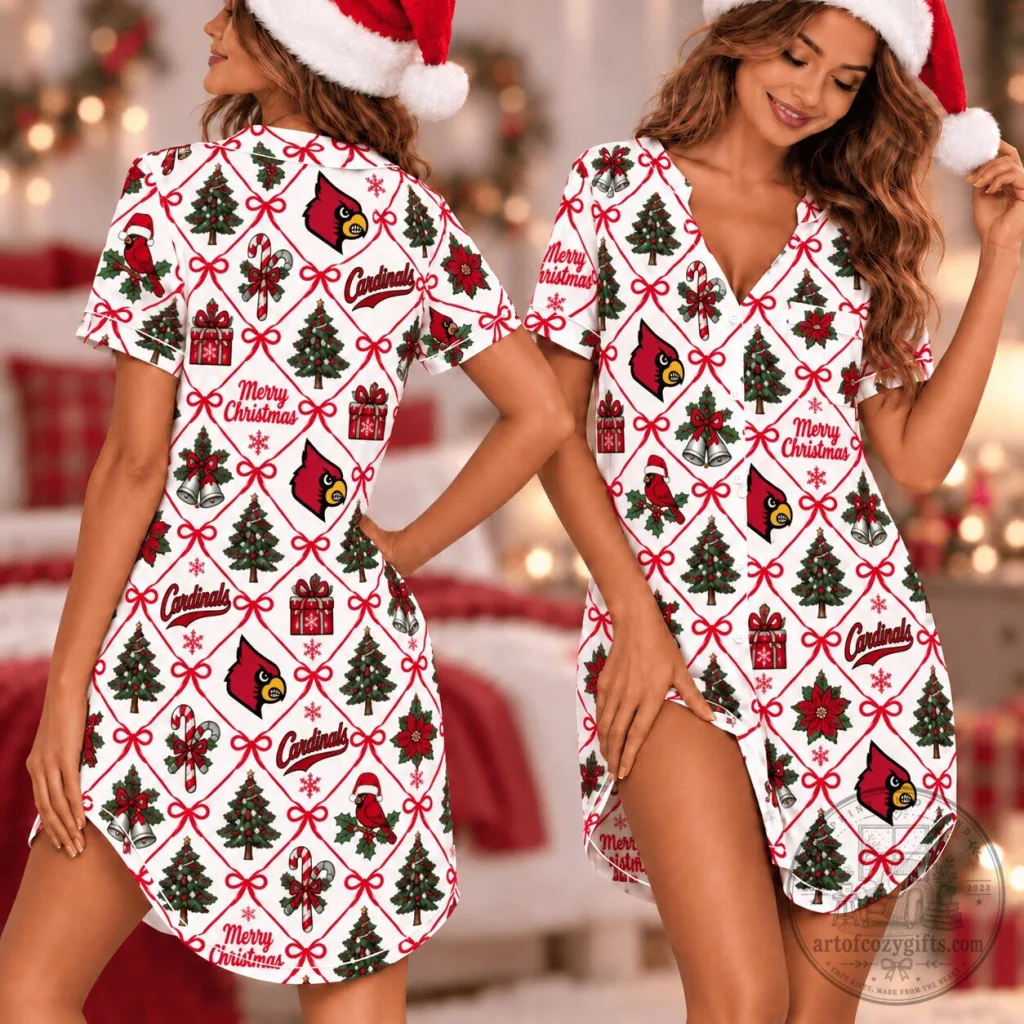 Louisville Cardinals Retro Christmas Nightgown Louisville Cardinals Retro Christmas Nightgown